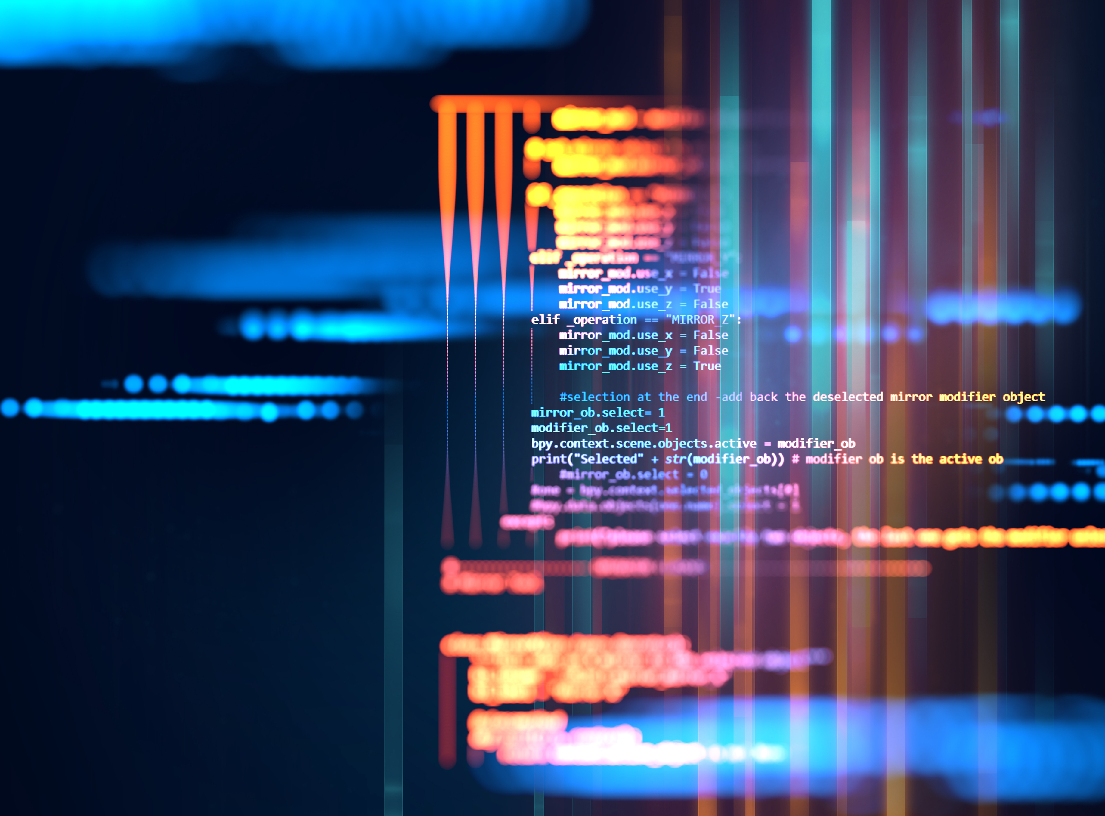 vibrant screen with code